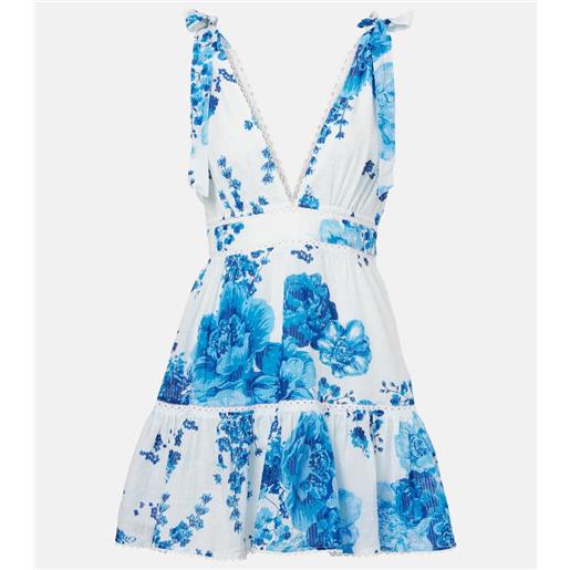 Poupette St Barth abito corto cara in cotone con stampa floreale