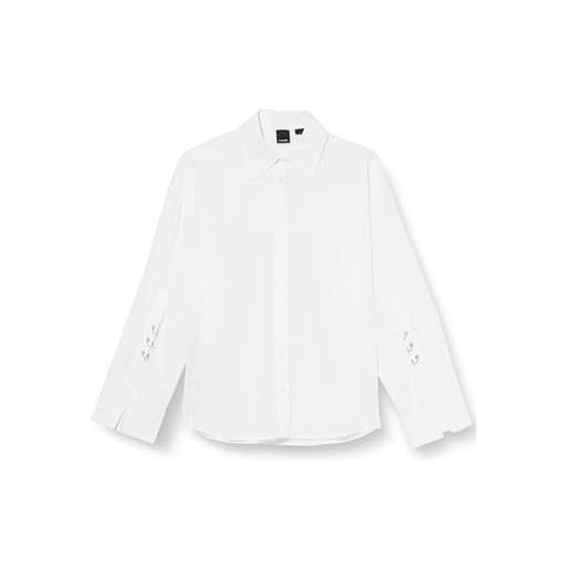 Pinko cast away camicia mussola con piercing donna, z04_bianco brill