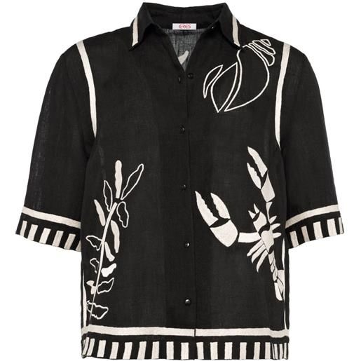 ERES camicia a maniche corte con ricamo - nero
