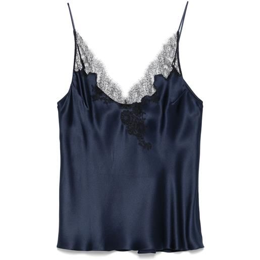 Carine Gilson canotta in raso di seta - blu
