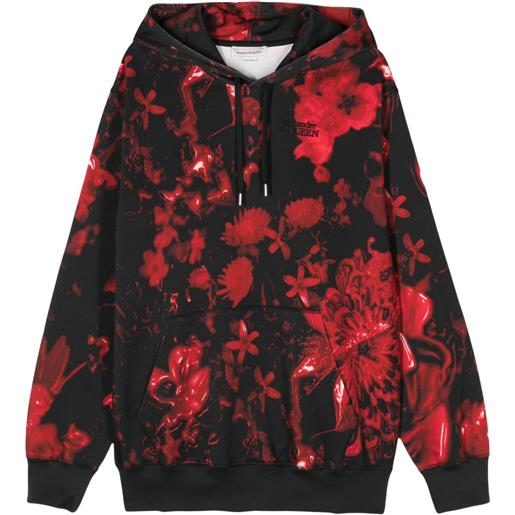 Alexander McQueen felpa wax flower con cappuccio - nero