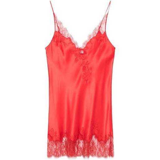 Carine Gilson abito stile sottoveste in seta - rosso