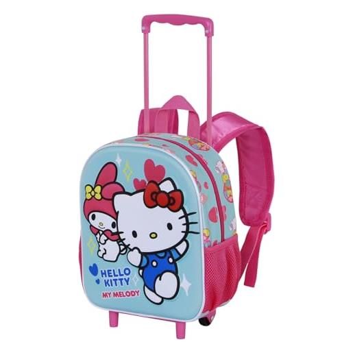 Karactermania sanrio hello kitty friendship-zainetto 3d con ruote piccolo, blu, 26 x 34 cm, capacità 7 l