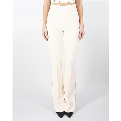 ELISABETTA FRANCHI pantaloni burro-nero in crêpe con piping a contrasto