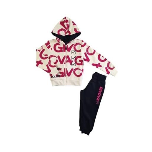 GIVOVA completo tuta bambina in cotone felpato bianco 7 anni