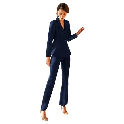Mrjitor donna elegante abito da donna da ufficio in 2 pezzi da lavoro giacca con peplo e pantaloni lunghi