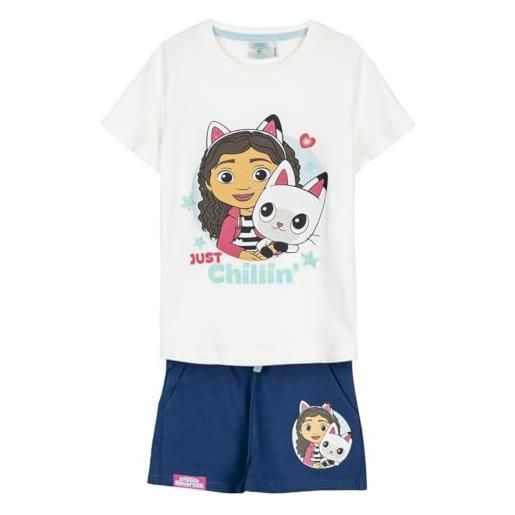 CERDÁ LIFE'S LITTLE MOMENTS maglietta e pantaloncini gabby's dollhouse - blu e bianco - taglia 5 anni - realizzati in 100% cotone 220 g/m2 - stampa dei pantaloni gabby e delle zampe - prodotto originale disegnato in spagna