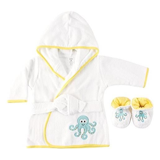 Luvable Friends woven terry baby accappatoio con pantofole octopus 0-9 mesi