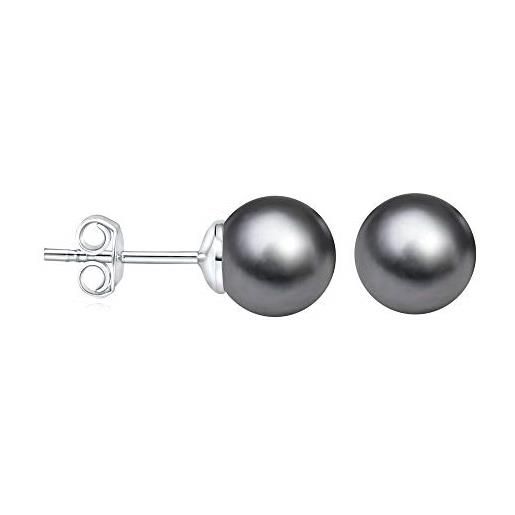 SILVEGO orecchini con perla swarovski 8 mm chiusura farfallina in argento sterling