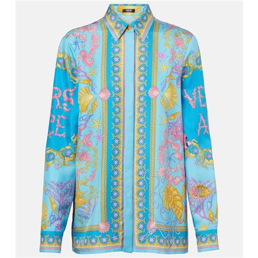 Versace camicia underwater barocco in twill di seta
