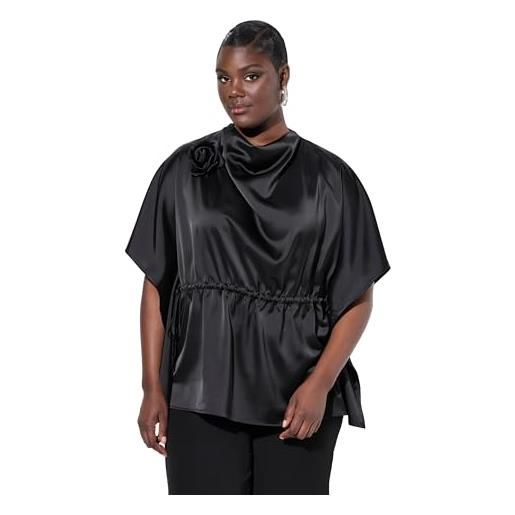 Ulla Popken maglia dal taglio oversize con scollo a goccia e mezze maniche nero 54+ 835890130-54+