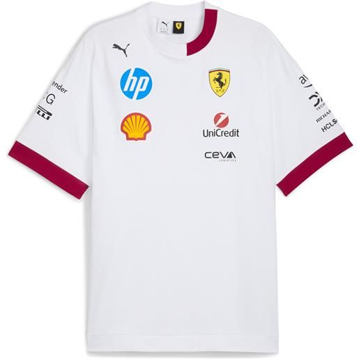 PUMA t-shirt piloti scuderia ferrari 2025 da uomo, abbigliamento, bianco, xl