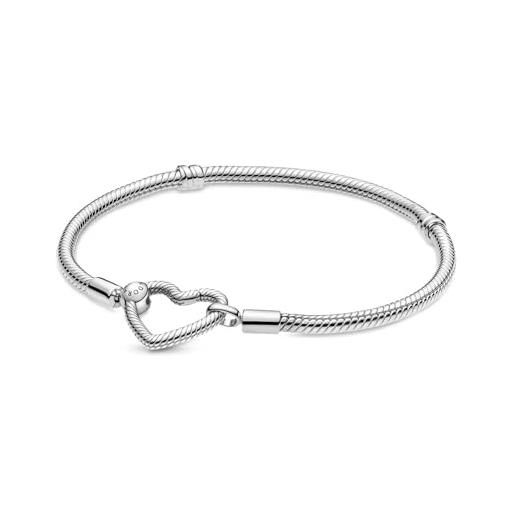 PANDORA icons bracciale in maglia snake in argento sterling con chiusura a cuore, 17