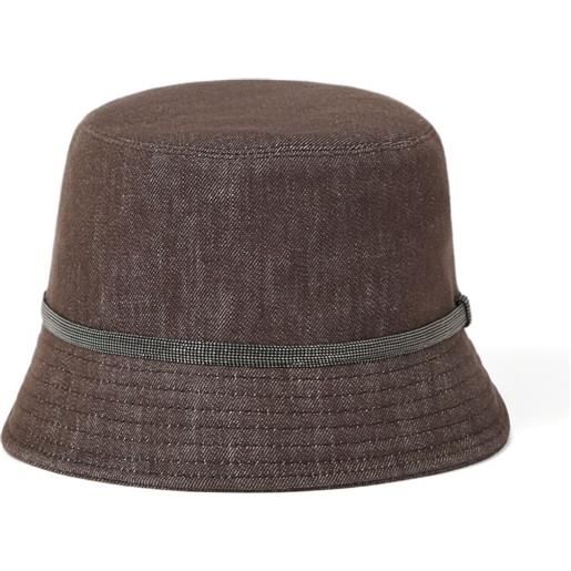 Brunello Cucinelli cappello bucket con decorazione monili - marrone