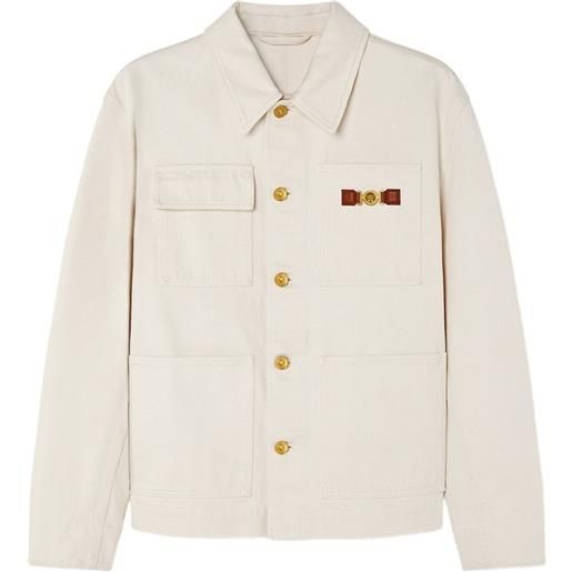 Versace giacca denim cargo medusa biggie - toni neutri