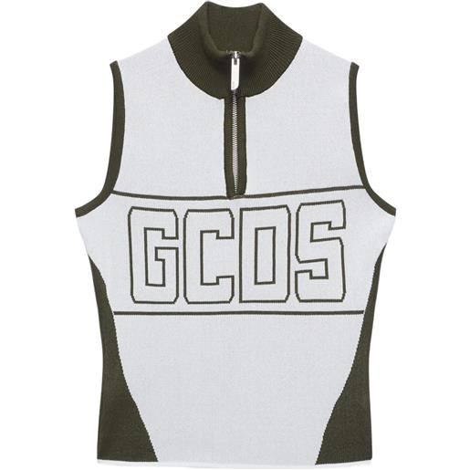 GCDS top con mezza zip - bianco