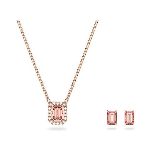 Swarovski set millenia, Swarovski zirconi con taglio ottagonale, rosa, placcato color oro rosa