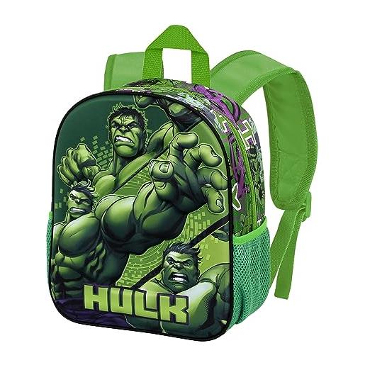 Marvel hulk destroyer-zaino 3d piccolo, verde, 26 x 31 cm, capacità 8.5 l
