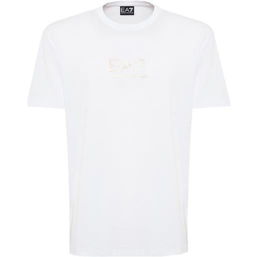 EA7 t-shirt girocollo gold label in jersey di viscosa white