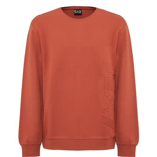 EA7 felpa girocollo in cotone organico ginger spice