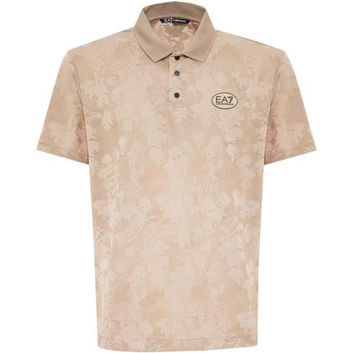EA7 polo golf pro in jersey jacquard cobblerstone