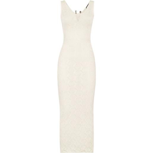 Philipp Plein abito midi con monogramma - bianco