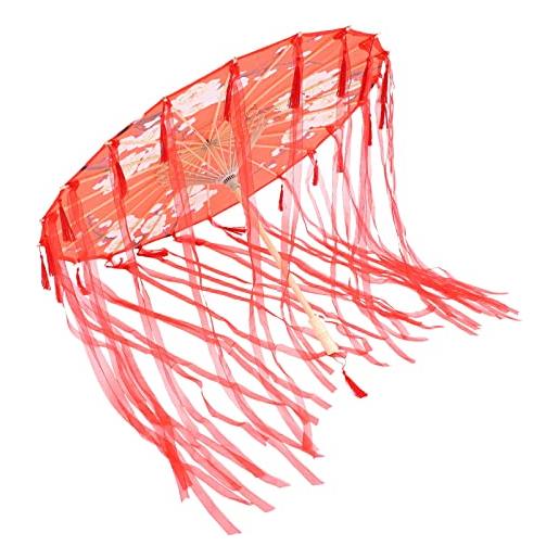 HOMSFOU ombrello giapponese di seta con manico legno e decorativo per foto e decorazioni di matrimonio