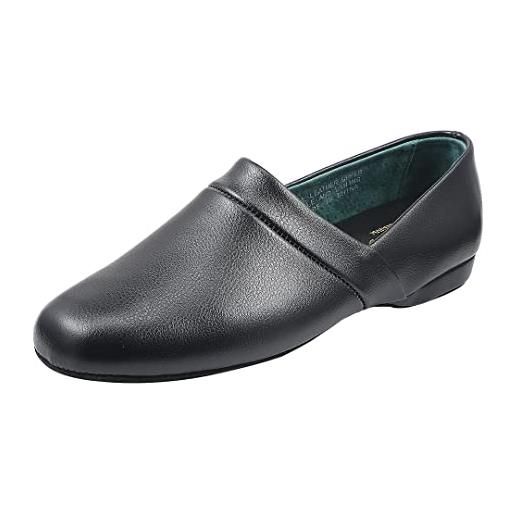 Pamir pantofole da uomo in vera pelle con soletta in memory foam e suola in pelle, nero, 45 eu
