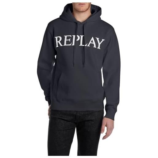 Replay m3104 felpa con cappuccio, 098 nero, s uomo
