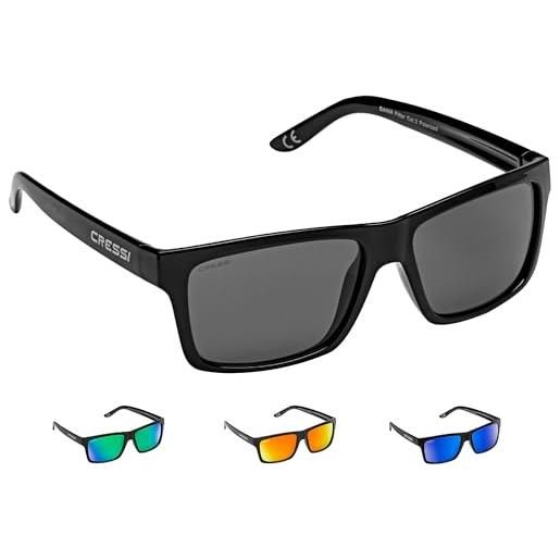Cressi bahia floating sunglasses, occhiali galleggianti sportivi da sole unisex adulto, nero/lenti fume, unica