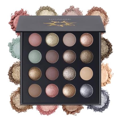 UCANBE palette di ombretti uniquely baked, 16 colori di ombretti nudi con sfumature metalliche opache, altamente pigmentati e di lunga durata