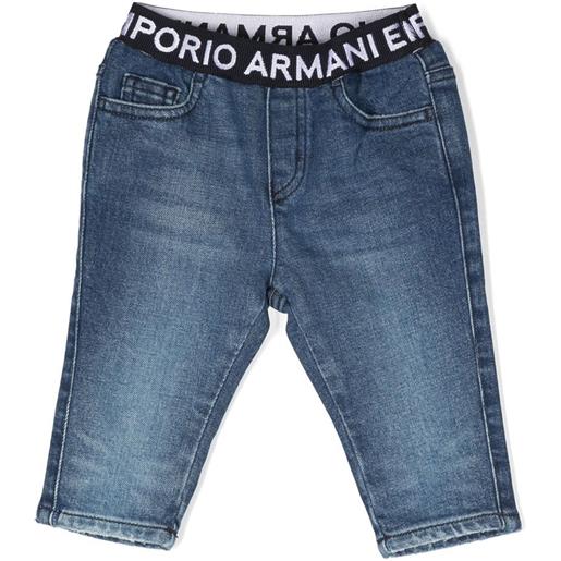 Emporio Armani Kids jeans slim con banda logo - blu