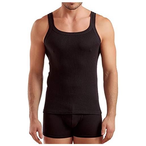 Enrico Coveri 6 pezzi canottiera coveri uomo spalla stretta et1105 in cotone costina, nero, 7/xxl