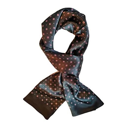 UK_Stone - foulard da uomo a doppio strato, classico, 100% seta paisley con motivo a fiori, corone, diamante, 12 mm, würfel weinrot, taglia unica