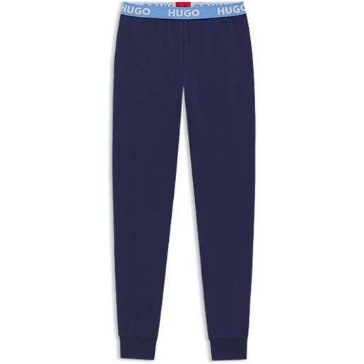 HUGO pantaloni della tuta in misto cotone con elastico in vita con logo, blu scuro