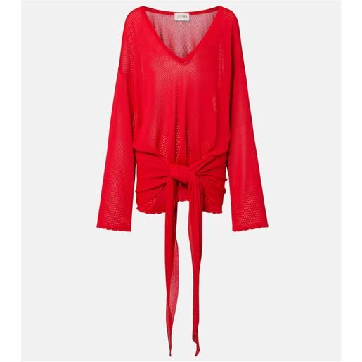 The Attico miniabito arricciato in maglia traforata