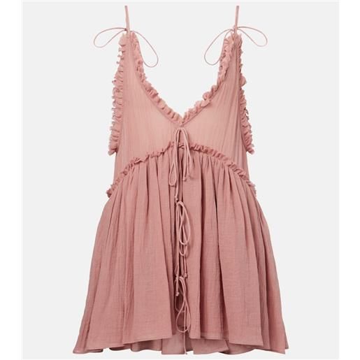 The Attico miniabito in garza di cotone con volant