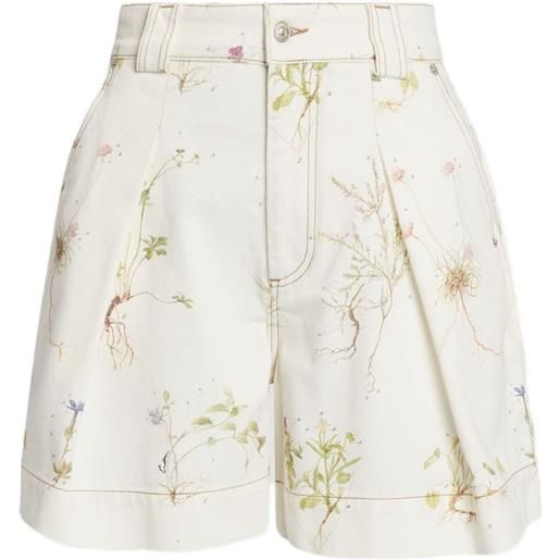 ERDEM shorts denim a fiori - bianco