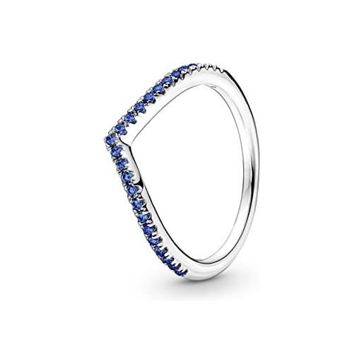 PANDORA timeless anello wish blu brillante in argento sterling con cristallo blu stellare, 50