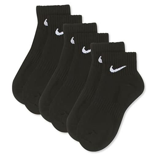 Nike everyday lightweight ankle calzini, unisex - adulto, black/(white), m