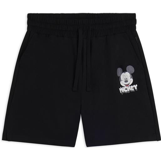 Freddy pantaloncini neri regular fit con stampa mickey mouse
