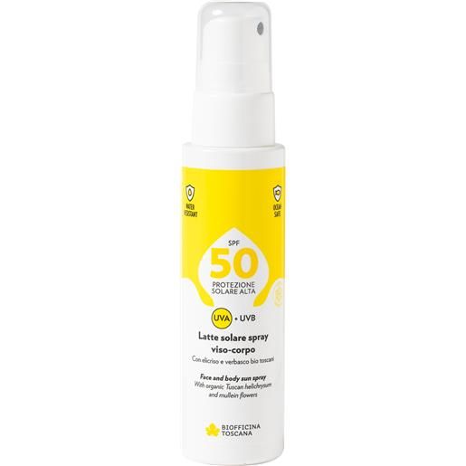 Biofficina Toscana latte solare spray viso-corpo spf50 100ml - latte solare corpo alta prot. 