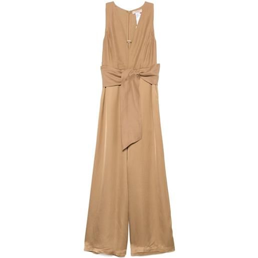 TWINSET abito midi con placca logo - marrone