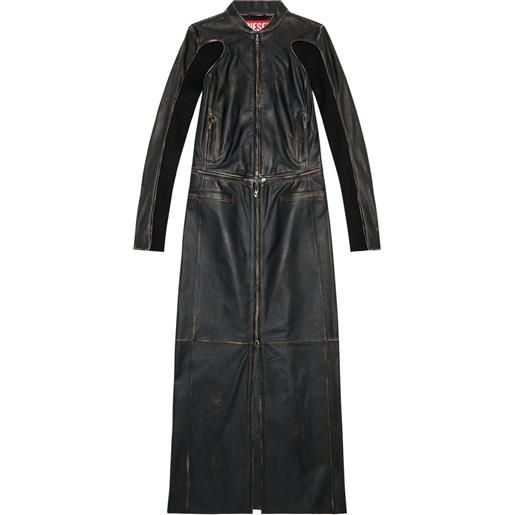 Diesel abito lungo l-tot in pelle - nero