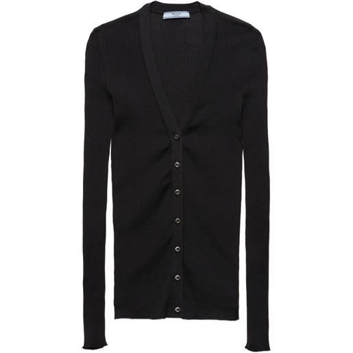 Prada cardigan in maglia a coste - nero