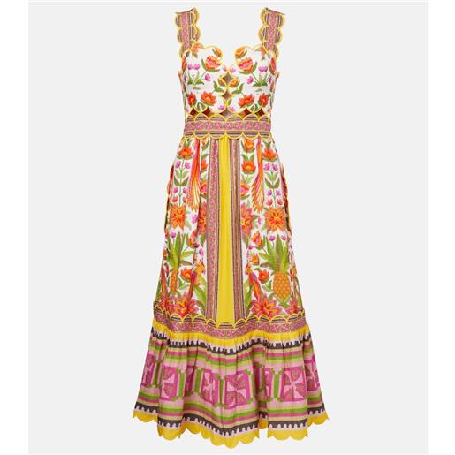 Farm Rio abito lungo in misto lino con stampa floreale