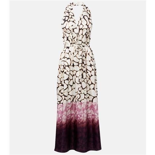 Dries Van Noten abito in twill di seta con stampa