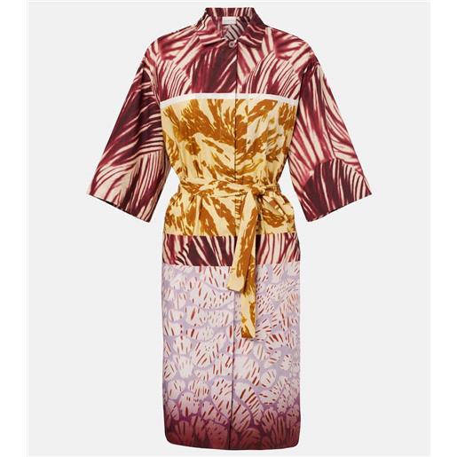 Dries Van Noten abito chemisier in popeline di cotone con stampa