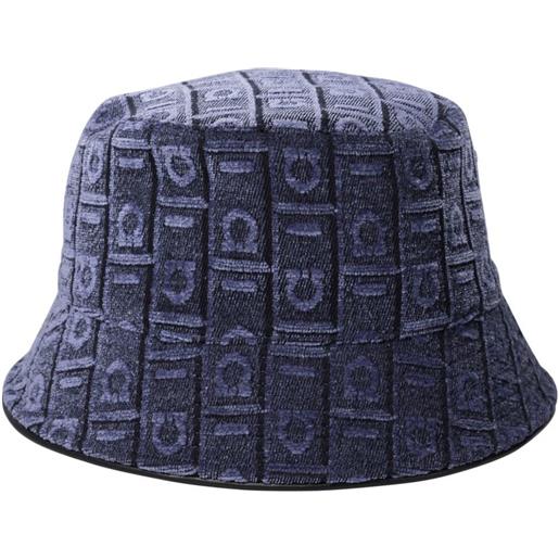 Ferragamo cappello bucket con logo - blu