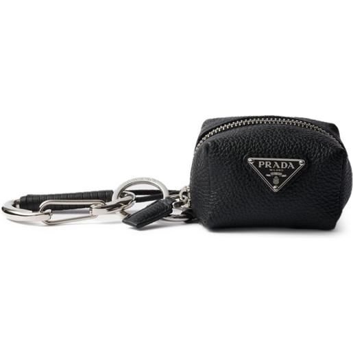 Prada ciondolo per borsa in pelle - nero